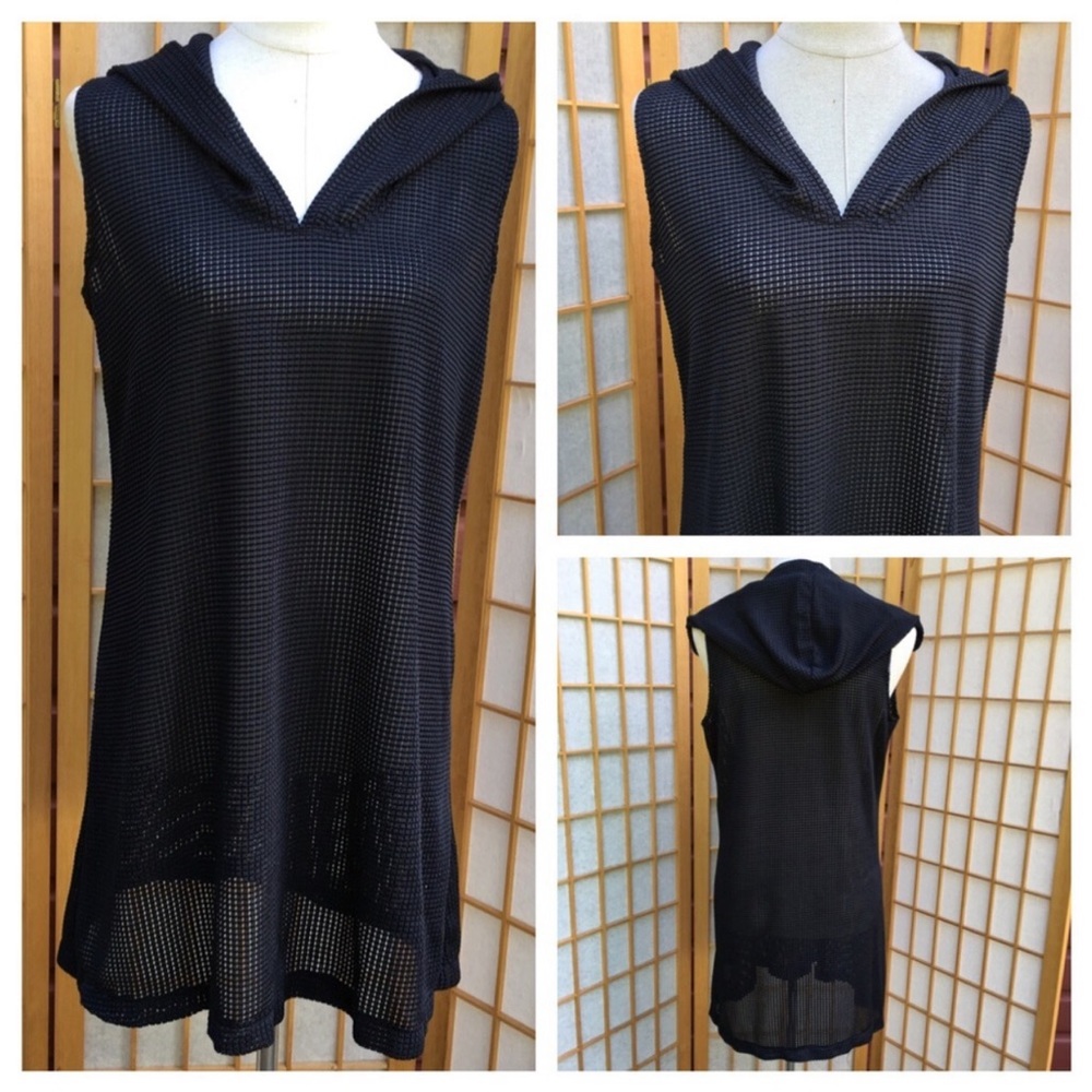 Liz Claiborne Black Hooded Swimsuit Cover Up SZ M